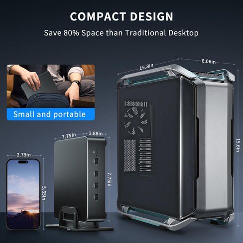 Mini PC i9-10885H 8 Cores Up to 5.3GHz, Deaktop Computer Windows 11 pro, 32G DDR4 RAM 1T M.2 NVME SSD, 4K HDMI2.0 VGA Dual Display, Wifi6 Bluetooth5.2, Gigabit LAN for Office/Hone/HTPC in Saudi Arabia
