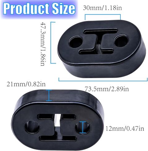 4 قطع شماعة عادم مطاطية، شماعة كاتم صوت عادم السيارة عالية الكثافة، فتحتين 0.47 بوصة (12 مم)، جلبة شماعة عادم كاتم الصوت (أسود) in Kuwait