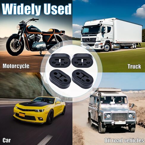 4 قطع شماعة عادم مطاطية، شماعة كاتم صوت عادم السيارة عالية الكثافة، فتحتين 0.47 بوصة (12 مم)، جلبة شماعة عادم كاتم الصوت (أسود) in Kuwait