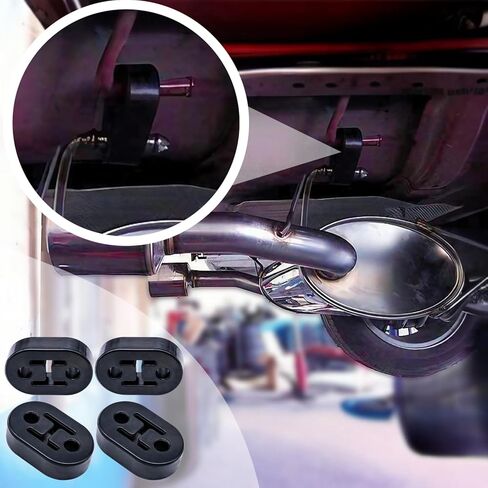 4 قطع شماعة عادم مطاطية، شماعة كاتم صوت عادم السيارة عالية الكثافة، فتحتين 0.47 بوصة (12 مم)، جلبة شماعة عادم كاتم الصوت (أسود) in Kuwait