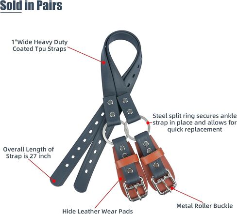 MELOTOUGH Leather Split Ring Lower Climber Straps with Metal Buckle Adjustable (with Split Ring) in Saudi Arabia