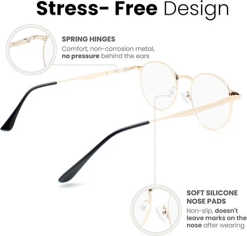 2SeeLife Gold Metal Rim Reading Glasses Men & Women to Look Modern with Clear Vision - Sturdy & Durable Readers for Women & Men - Comfortable for All Face Shape Mens Glasses - Reading Glasses 1.0 in Saudi Arabia