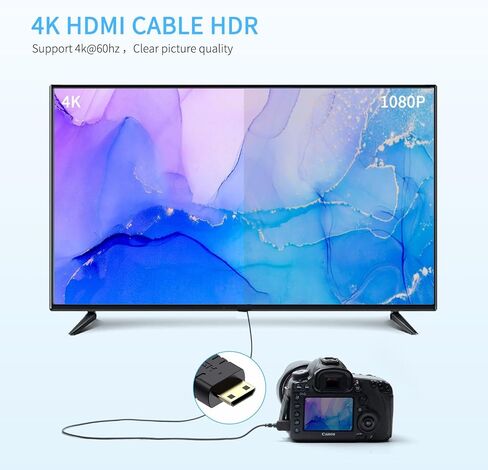كابل HDMI صغير رفيع للغاية 4K من FeelWORLD بطول 1.5 قدم، كابل HDMI 2.0 نحيف 2.5 مم، يدعم السرعة العالية 4K@60 هرتز 2160p 1080p 18gbps 3D HDR للكاميرا وكاميرا الفيديو والكمبيوتر المحمول والكمبيوتر اللوحي in Kuwait