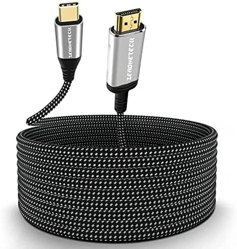 كابل USB C طويل إلى HDMI بطول 16.5 قدم/5 متر، [4K@60 هرتز] سلك USB 3.1 عالي السرعة من النوع C إلى HDMI 2.0 للمكتب المنزلي، [متوافق مع Thunderbolt 3/4] مع iPhone 15 Pro/MAX، Galaxy S8 إلى S24، XPS ، أسوس in Kuwait