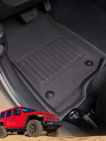 سجادات أرضية 2018-2024 لسيارة Jeep Wrangler JL 4 أبواب فقط، لـ 2024 2023 2022 2021 2020 2019 2018 ملحقات سجادات أرضية Wrangler JL غير محدودة، حماية من جميع الأحوال الجوية، 3 قطع (ليست لـ JK أو 4XE) in Saudi Arabia