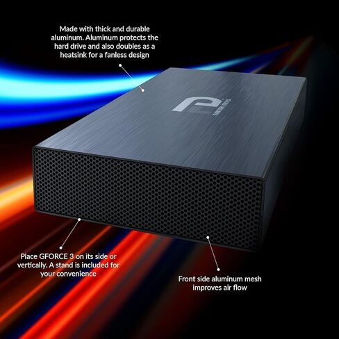 محرك الأقراص الصلبة الخارجي Fantom Drives FD سعة 8 تيرابايت - محرك الأقراص الصلبة 7200 دورة في الدقيقة USB 3.2 Gen 1 (USB 3) - حافظة ألومنيوم لأجهزة Mac والكمبيوتر الشخصي وXbox One وPS4 - أسود، (GF3B8000UP-A) in Kuwait