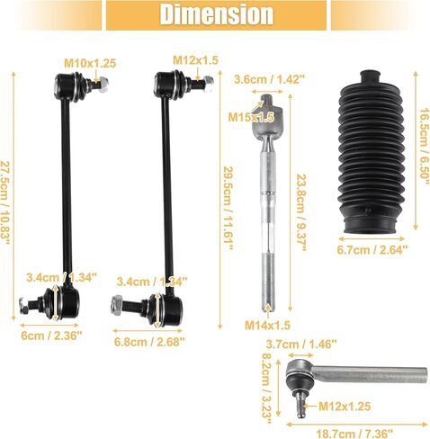 X AUTOHAUX 10 Pcs Front Rear Sway Bar Link Inner Outer Tie Rod End Steering Boot for Toyota Highlander 2004-2007 for Lexus RX330 RX350 Stabilizer Bar Links No.EV80945/ES80944/K90344/K90345 in Saudi Arabia