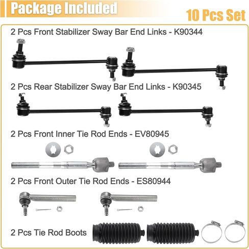 X AUTOHAUX 10 Pcs Front Rear Sway Bar Link Inner Outer Tie Rod End Steering Boot for Toyota Highlander 2004-2007 for Lexus RX330 RX350 Stabilizer Bar Links No.EV80945/ES80944/K90344/K90345 in Saudi Arabia