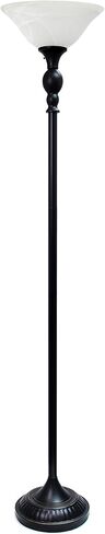 Elegant Designs LF2001-RBZ 1 Light Restoration Bronze Torchiere Floor Lamp with Marbelized Amber Glass Shade in Saudi Arabia