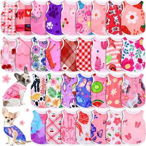 yaomiao 32 Pack Summer Hawaii Dog Chirts Girls Dogs Thirts Pet Vest Stest Puppy Assive Top Oplicess Apparel for Cats (Cartoon Series ، S)