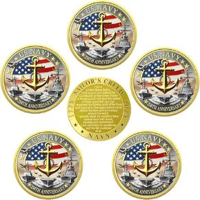 Marine Corps Challenge Coin for 250th Anniversary Birthday Ball,250th Anniversary Commemorative,1.77 Inch Double Sided (5PCS)