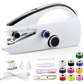 Handheld Sewing Machine for Beginners, Adults, Portable Electric Small Mini Sewing Machine for Hemming, 2 Speed, Easy to Use, Heavy Duty Hemming Machine, Sewing Kit for DIY Home Quick Repairs
