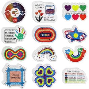 120Pcs Calm Strips for Anxiety Sensory Stickers Textured Stickers, Sensory Stickers 2 Different Textures, Breathing Mindfulness Fidget Sticker for Kids, Teens, Adults, Adult Sensory Items