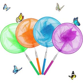 4 Pack Telescopic Butterfly Nets, Insect Catching Nets, Fishing Nets,Nature Exploration Toys for Kids Outdoor Playing