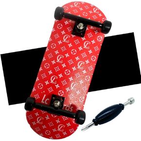 LC Boards Fingerboard 98X34 Complete RED LC Graphic with Foam Grip Tape