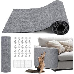 واقي الأثاث Cat Scratch ، وسادة خدش للقطط ، وسادات خدش القط DIY لزاوية أريكة الجدار الجلدي وبرج القط 78.7 "x15.8" ، ومزودة بذاتها مع 20 دبابيس قابلة للتثبيت (رمادي فاتح)