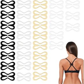 32 Pcs Bra Clips to Make Racerback, Anti Slip Strap Clip Hooks for Straps Hook Black White Beige