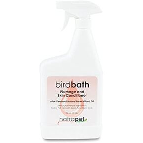 Bird Bath Spray- Plumage & Skin Conditioner with Aloe Vera and Natural Preen Gland Oil 32 oz