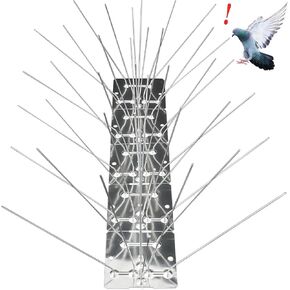 Bird Spikes Stainless Steel Bird Spikes Pigeon Spikes for Outside to Keep Birds Away with 7.9 Inch Wider Coverage 9.84 Feet Length Disassembled with Stainless Base for Small Bird Fence Roof Blacony