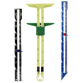 3 Pieces Sewing Gauge with Sliding Marker, Seam Gauge for Sewing, 5-in-1 T-Shaped Sliding Gauges Sewings Ruler, Sewings Measuring Tools, Fabric Quilting Ruler for Knitting Crafting Marking Button Hole