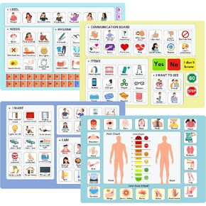 Plastic Communication Board for Non Verbal Adults, Picture Symbol Communication Cards for Aphasia, Stroke Patients, Hospital and Care Home use