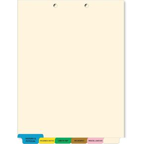 Doctor Stuff - Stock Medical Chart Dividers, 65 Sets of 6 Popular Healthcare Index Tabs, Bottom Tab, 8-1/2" x 11-3/8", File Folder Organizer for Nursing Patient Charts & Medical Records