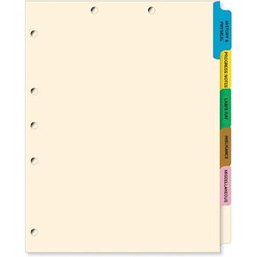Doctor Stuff - Stock Medical Chart Dividers, 65 Sets of 6 Popular Healthcare Index Tabs, Side Tab, 9" x 11", File Folder Organizer for Nursing Patient Charts and Medical Records