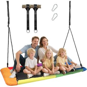 60" Giant 800lbs Rectangular Tree Swing for Kids and Adults,Large Outdoor Tree Swing Waterproof with 2 Hanging Straps