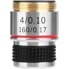 4X Achromatic Objective Lens Biological Microscope Objective Lens Precision Machined Aluminum Alloy for Lab Research and Education