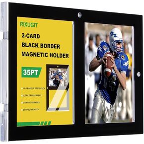 35PT 2-Card Black Border Magnetic-Holder - 5-Pack One Touch Magnetic Card Holder, 2-Card Magnetic Card Case, Card Protector for Game, Baseball Sports Cards, Fit for Standard Cards Storage and Display