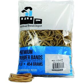 Rubber Bands, Rubber Band Depot, Size #33, Approximately 820 Rubber Bands Per Bag, Rubber Band Measurements: 3-1/2" x 1/8'' - 1 Pound