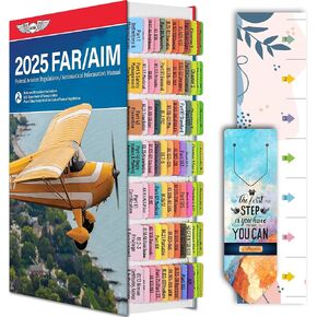 FAR/AIM 2025 Tabs‌ for Private Pilots & Student Pilots, 84 Color-Coded Laminated Tabs, Waterproof & Tear-Resistant, Exam-Ready with Alignment Tool (Aviation Students)
