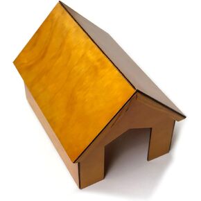 Guinea Pig House, Wooden Hut Hideout, Easy Assembly Slide-in Grooves, No Screws Needed, CNC Precision Crafted, PU Coated, Decorated Small Pet Shelter