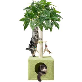 Cat Tree 33 Inch Cat Scratching Post Post Cat Post Post with Cat Condo Sisal Cat Scratcher Cat Toys للقطط الداخلية البنية