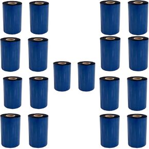 حبر طابعات لفة النقل الحراري 24 لفات-شرائط شمعية سوداء قياسية محسنة الراتنج (4.33 "× 1476 '/110 مم × 450 م)-(24 لفات)