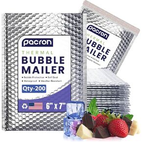 200-Pack Insulated Silver Thermal Bubble Mailers 8 x 11 - Waterproof Metallic Foil Self-Sealing Padded Envelopes for Cold Shipping, Perishables, Food, Cosmetics, Pharmaceuticals in Kuwait