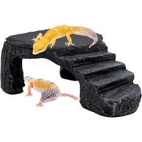 Bearded Dragon Basking Platform, Turtle Basking Platform Decorative Reptile Hideout with Rock Slate Plate in Terrarium for Lizard, Leopard, Crested Gecko(Large-Green) in Kuwait