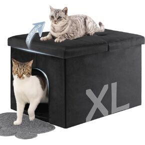 Meexpaws مخفية الأثاث قمامة القمامة ، حاوية صندوق القمامة القمامة ، تصميم أعلى مصنفة ، مقعد صندوق القمامة الكبير (25 "x18" x18 ")