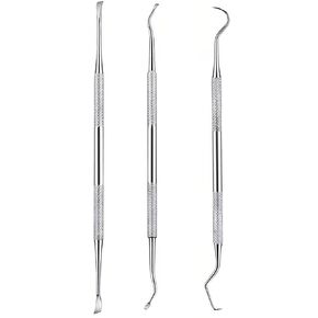 3 Pieces Dog Tooth Brushing Kit, Dog Teeth Cleaning Kit, Dog Dental Tooth Scaler and Scraper Stainless Double Headed Tarter Removing Tool Scraper Pet Teeth Cleaning Tools for Dog and Cat