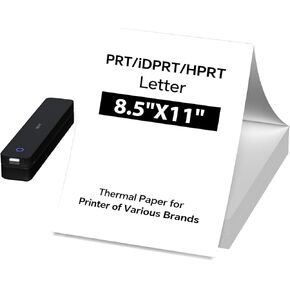 MT610 M08F Thermal Paper 8.5 x 11 for M08F-Letter, M832, M834, A285M, A80, A81, PR20, A40 & Most Letter Thermal Portable Printers, HPRT iDPRT PRT MT610 Paper 100 Sheets