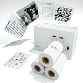 PRT S1 Thermal Sticker Paper - 55mm X 3.5m, 29mm Diameter, Kids Instant Camera Study Notes DIY Stickers Adhesive Labels iDPRT PRT HPRT 3 Rolls for Most Mini Thermal Printers L8, M02, M02S,T02...