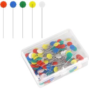 200Pcs Flat Head Straight Pins, Flower Head Sewing Pins Assorted Colors Quilting Pin for Sewing DIY Projects Jewelry Decoration Dressmaker