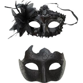 Black Couples Masquerade Mask set Gothic venetian masks for Valentine Party carnival mask mardi gras mask