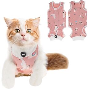 Cat Recovery Suit, Soft Breathable Cat Surgeries Suit, Cat Onesie for Cats After Surgeries, Prevents Licking Wounds, L, White in Kuwait