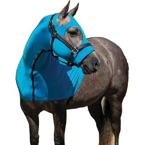 Full Zip Horse Slicker Hood | Lightweight 4-Way Stretch 6.5 oz | Fleece Lined Noseband | Large Eye Holes | No Center Seam Face | Mane Tamer | Color Turquoise | Size X-Large