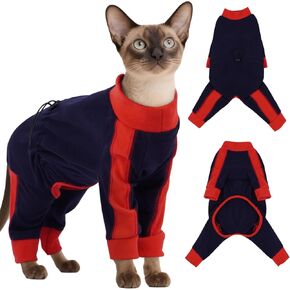 DENTRUN Cat Clothes with Anti-Shedding Fabric - Soft Recovery Suit & Breathable Lint-Resistant Cat Sweater for Wound Care & Hair Control, Kitten Onesie Pajamas, XS, Army Green