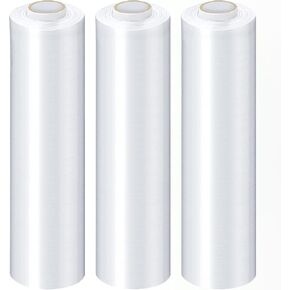 Stretch Wrap, 4 Pack, 18 Inch x 1500 Feet, 70 Gauge, Clear Plastic Cling, Cast Hand Stretch Film Rolls, Packaging Moving Pallets