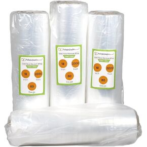 18" x 2000' x 60 Gauge Cast Hand Stretch Wrap Plastic Shrink Film 3" Core - 8 Rolls = 2 Cases