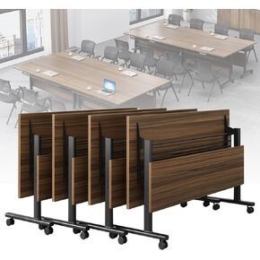 Conference Room Tables,Folding Conference Tables,Flip Top Rolling Mobile Table with Silent Locking Wheels,Modern Portable Seminar Training Meeting Table Business Tables (6 Pack, 70.9x21.7x29.5inch)