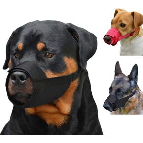 CollarDirect 2-PCs Set Dog Muzzles - Adjustable Soft Breathable Nylon Dog Mouth Guard Cover for Small, Medium and Large Dogs, Anti Chewing, Barking & Biting - Black & Red (2 Black, L/XL)